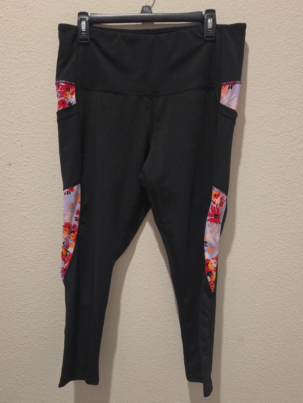 Black Leggings with Floral Side Panels
